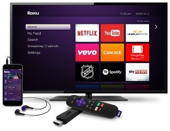 Roku Home Screen with Smartphone