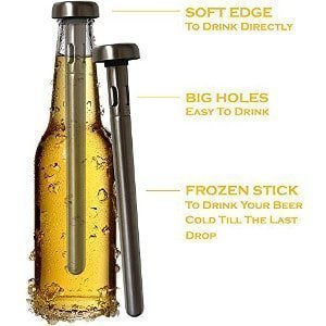 Best Beer Chiller Stick - Pack of 2 - No Ice No Bucket - Single Bottle Cooler - Stainless Steel
