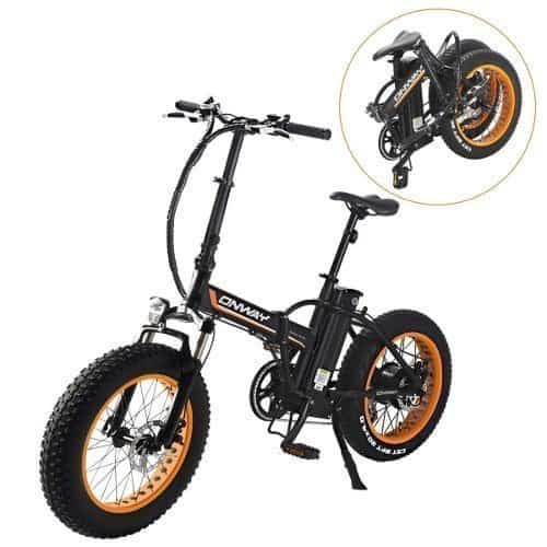 ONWAY Fat Tire 20 Inch Electric Bikes 350w 36v Snow Folding Bicycles Lithium Battery E-Bikes